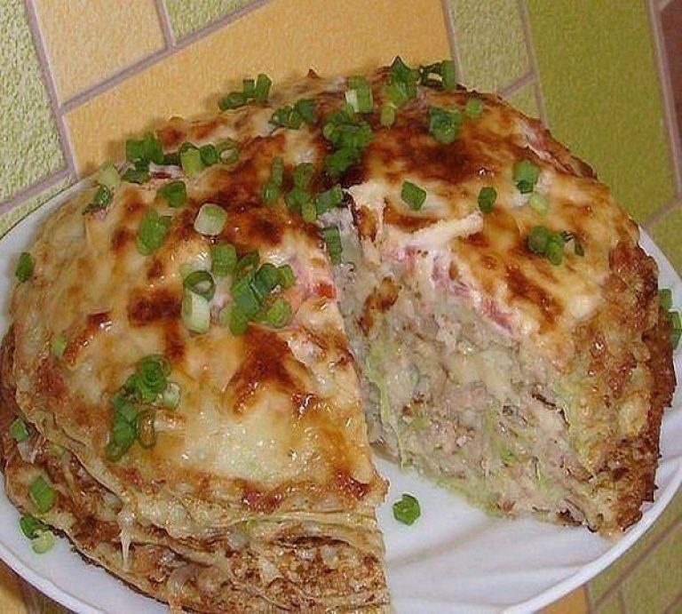 Кабачковый торт с сыром и яйцом в начинке