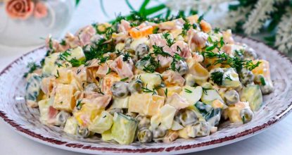 Салат «Турин» Ну очень Вкусный, Нежный, готовится Буквально 10 Минут! Похож на оливье.