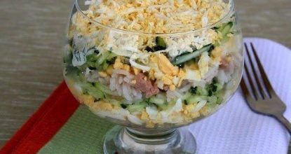 Классический салат из печени трески