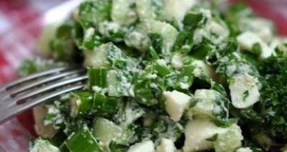 Салат » Домашний» с картофелем и зелёным луком