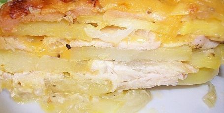 Картофельная запеканка с курицей и сыром (по-французски)