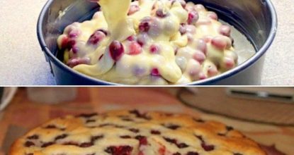 Влажный и пышный молочный пирог с ягодами. Готовится легко и просто😋👍