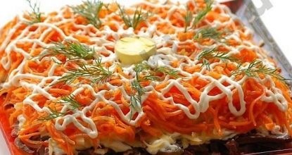 Пикантный салат с мясом и морковью по-корейски