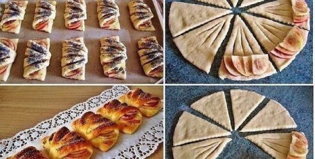 Конвертики с яблоками из творожного теста